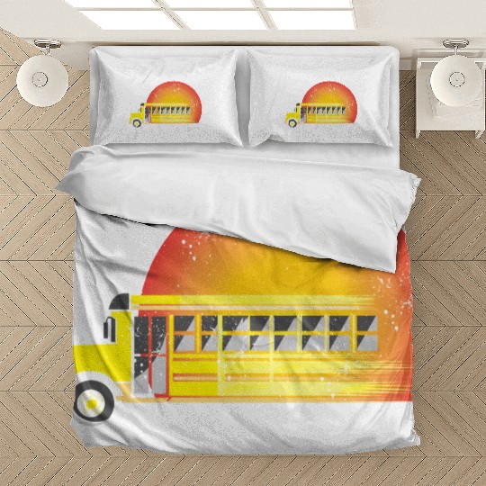 Retro Sunset School Bus Driver Bedding Sets