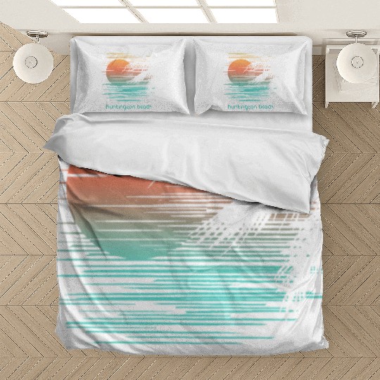 Artistic Huntington Beach California Palm Tree Bedding Sets