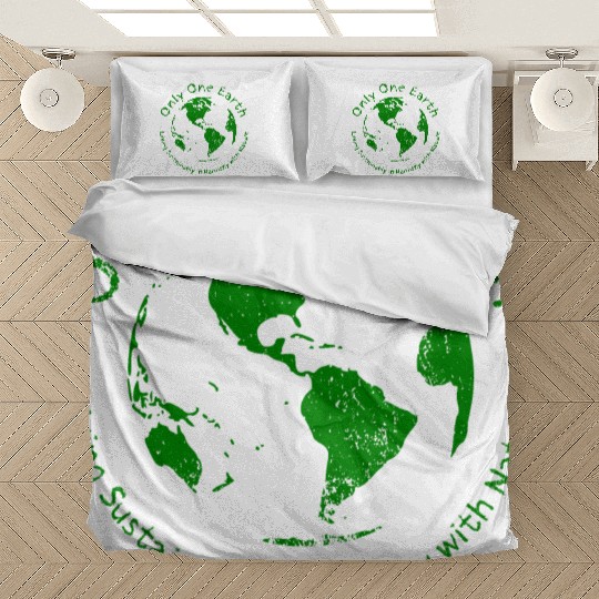 Only One Earth - dark green vintage design Bedding Sets
