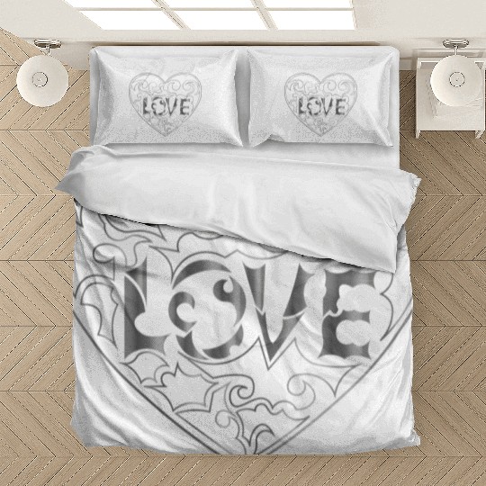 Artsy Love Silver logo in a heart Bedding Sets