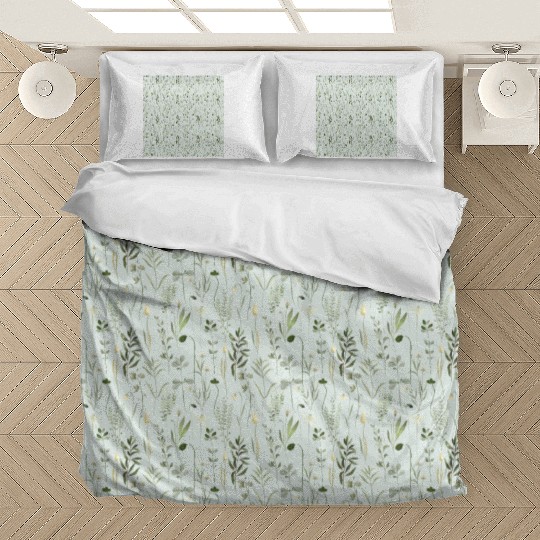 Watercolor Botanical Greenery Pattern Bedding Sets