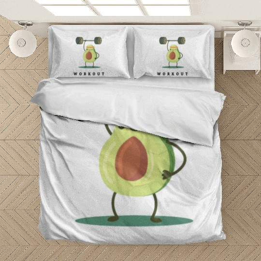 Workout Avocado cartoon Bedding Sets