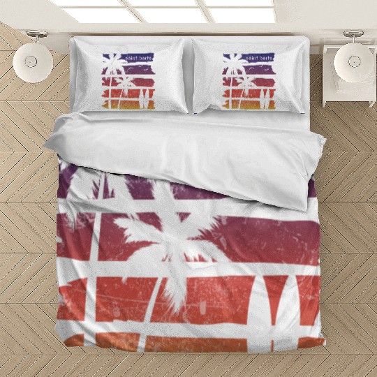 Cool Saint Barts Surfing Fan Beach Palm Tree Bedding Sets