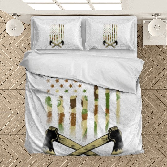 American Camouflage Throwing Axes - US Flag Axe Bedding Sets
