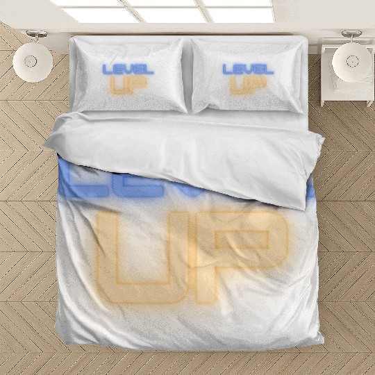 Black Level Up Neon Typography Bedding Sets