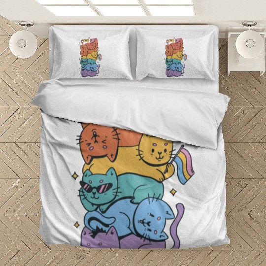Lgbtq cats cartoon Bedding Sets