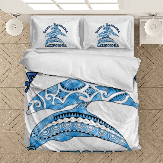 Santa Barbara California Vacation Tribal Dolphins Bedding Sets