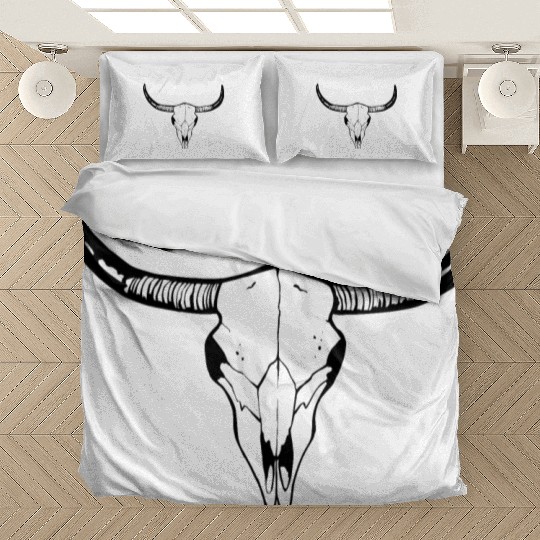 cow skull, long horn, texas Bedding Sets
