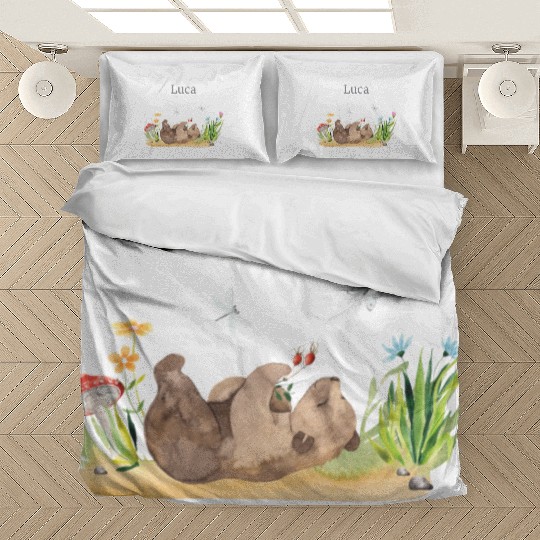 Waldtier Bear Flowers Name Luca Bedding Sets