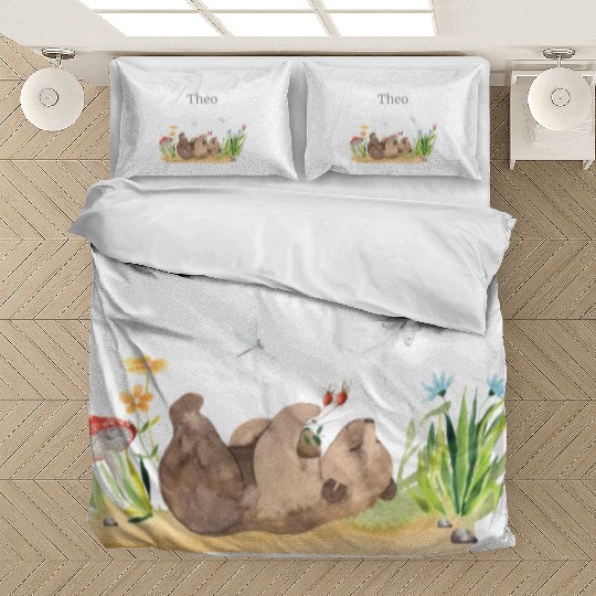 Waldtier Bär Flowers Name Theo Bedding Sets