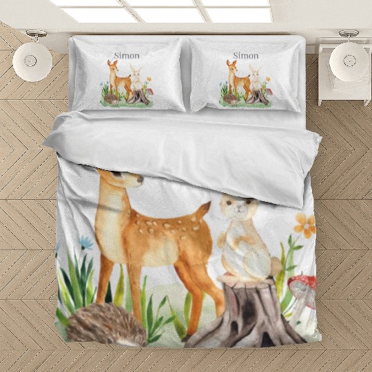 Waldtier Waldtier Reh Hase Hedgehog Flowers Name Bedding Sets