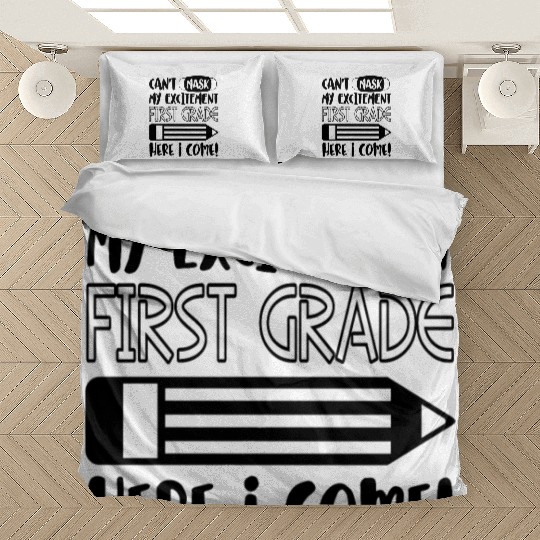Can't Mask My Excitement First Grade 1st Grader Bedding Sets