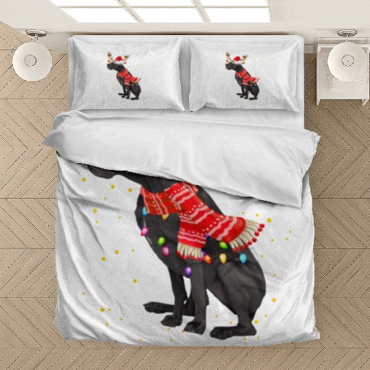 Great Dane Reindeer Christmas Light Bedding Sets