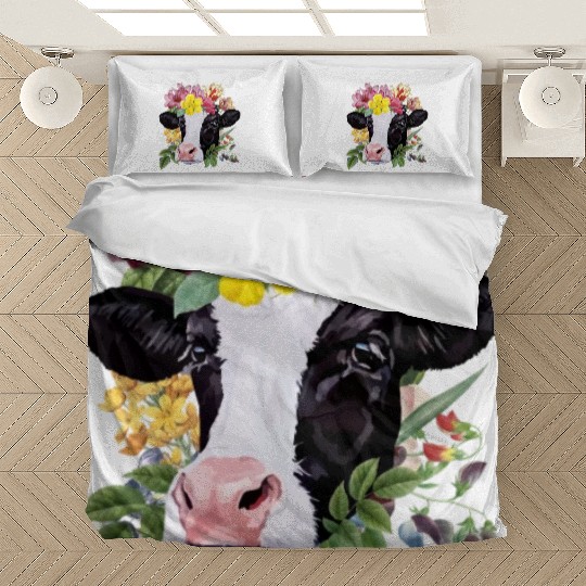 Cow Floral Cow Spring Nature Lovers Bedding Sets