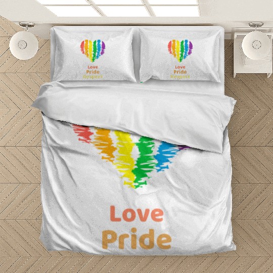 Love Pride Respect. Rainbow Heart For Oslo Bedding Sets