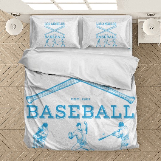 Los Angeles Baseball est 1961 Blue Bedding Sets