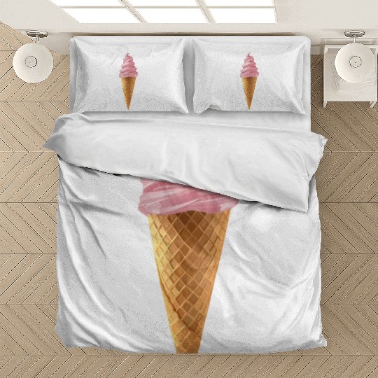 Pink Soft Serve Strawberry Icecream Cone Bedding Sets