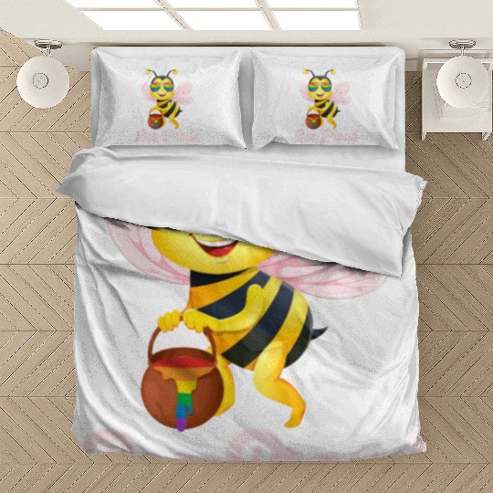 Proud Bee LGBTQ Pride Rainbow Flag Honey Bedding Sets