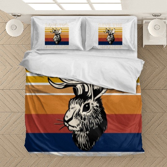 Save The Jackalope , Vintage Retro Camping Lover Bedding Sets