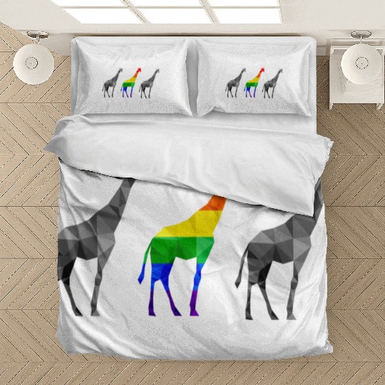 Giraffe LGBTQ Gay Pride Rainbow Flag Bedding Sets