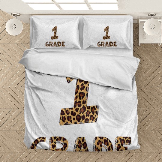 Leopard Print 1st Grade Teacher Kids Back to Bedding Sets