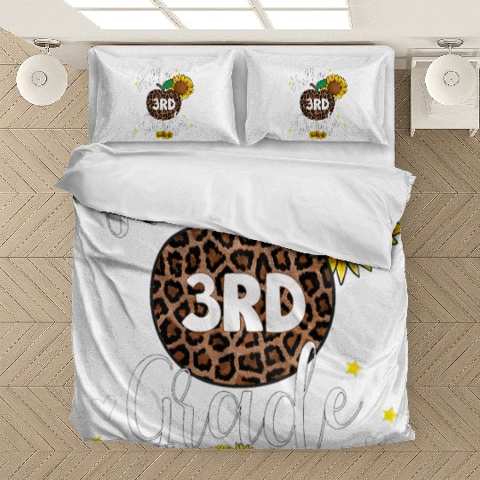 3rd Grade Back To School Leopard Print Sunflower Bedding Sets