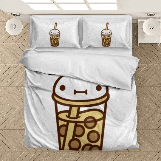 face bubble tea comic Bedding Sets