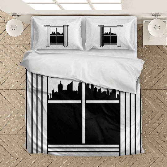 skyscrapers big city window Bedding Sets