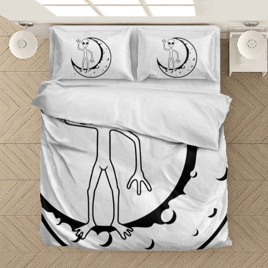 Standing moon alien waving Bedding Sets