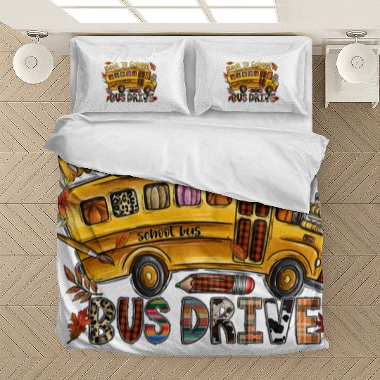 Back To School Bus Drive Bedding Sets
