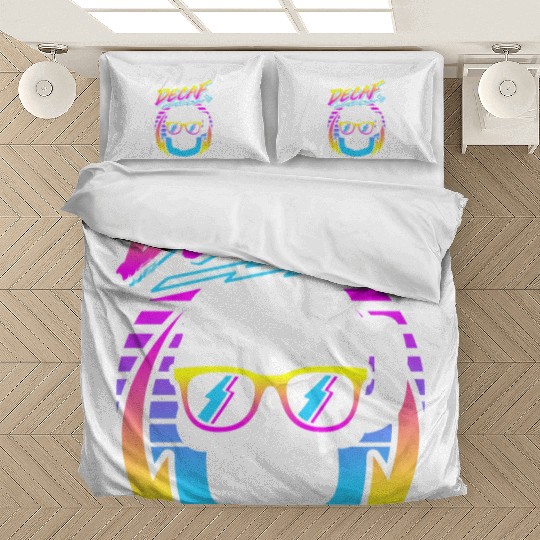 Death Before Decaf (Skull Mug) Retro Neon 80s 90s Bedding Sets