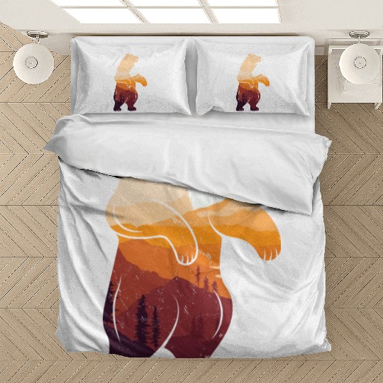 Mountain Silhouette Bear Wilderness Camping Bedding Sets