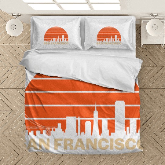 Retro San Francisco California Skyline Bedding Sets