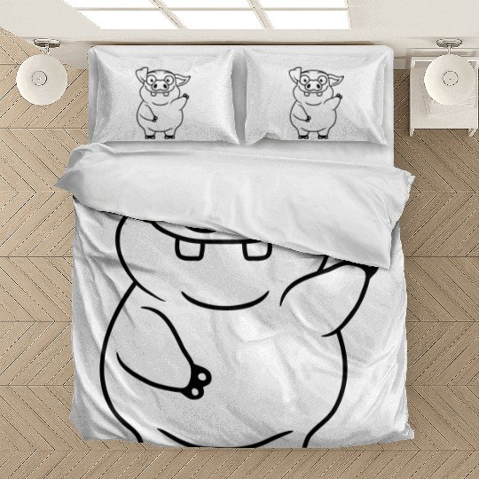 cartoon waving funny pig Bedding Sets