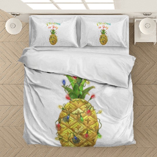 Christmas In July Pineapple Xmas Tree Lights Bedding Sets