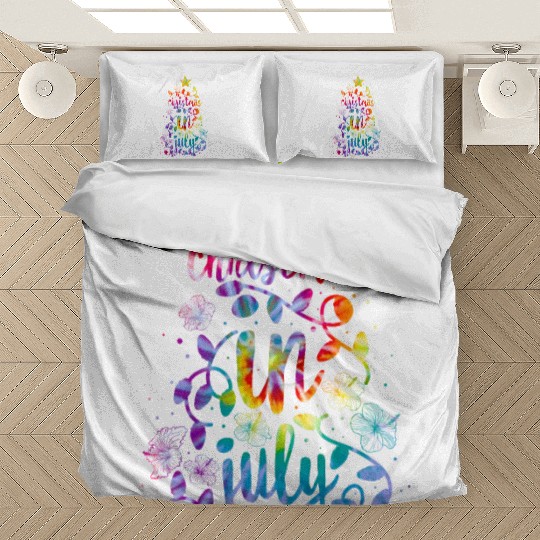 Christmas In July Colorful Xmas Tree Lights Bedding Sets
