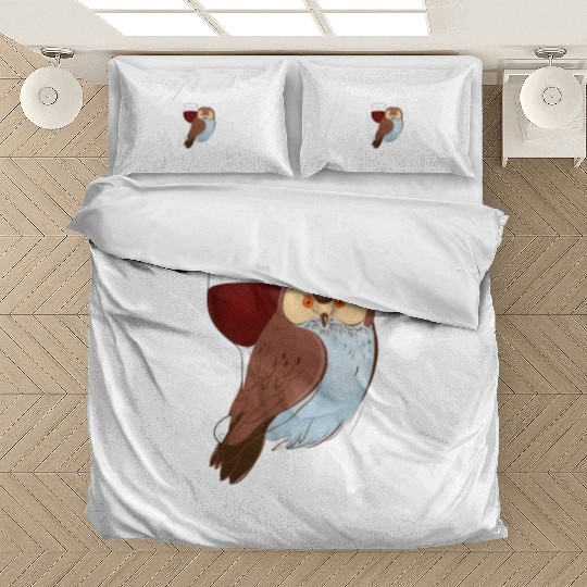 Owl Wine Drinking Women Owl Lover Bedding Sets