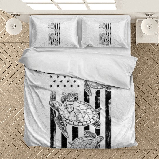 Sea Turtle US Flag Turtles American Flag Turtle Bedding Sets