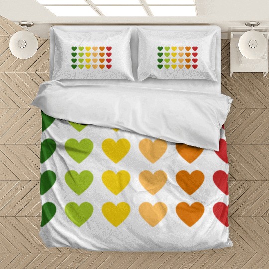 Hearts - Autumn Gradient, Green to Red Bedding Sets