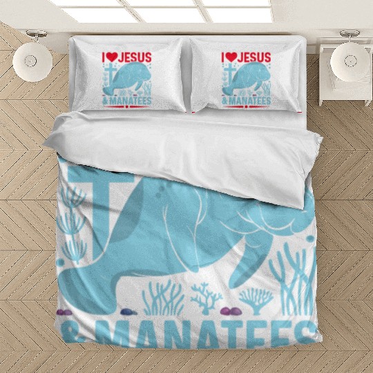 I Love Jesus and Manatees - Sea Cows Lover Bedding Sets