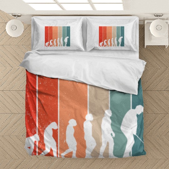 Human Evolution Golf Vintage Golf Player Golfing Bedding Sets