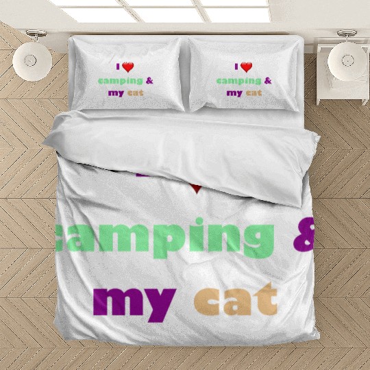 camping and my cat is my best habits Bedding Sets