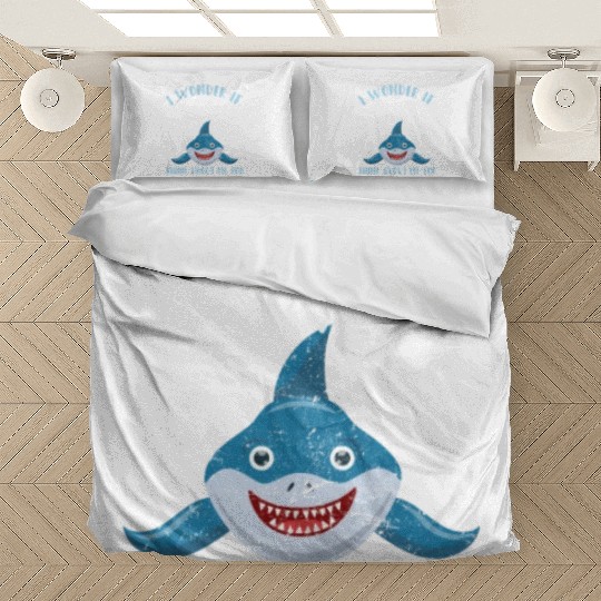 I Wonder If Sharks Think About Me Too Funny Shark Bedding Sets