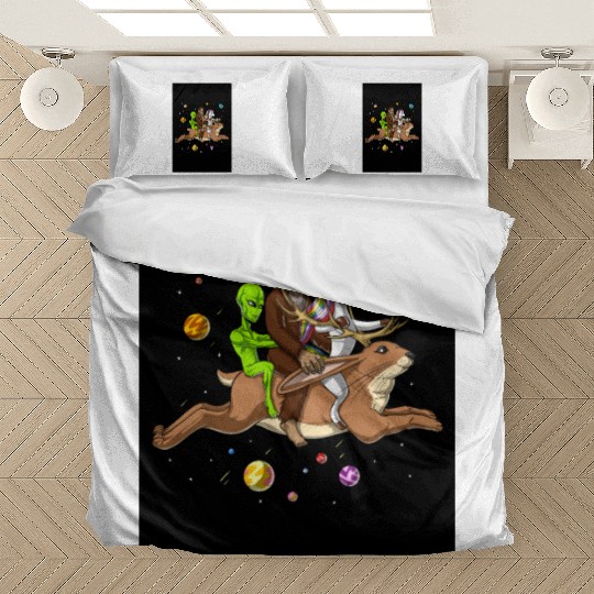 Alien Bigfoot Unicorn Riding Jackalope Bedding Sets