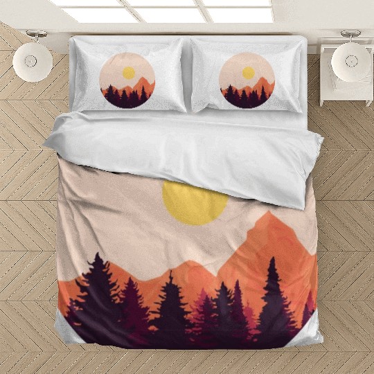 sunset horizon mountains Bedding Sets