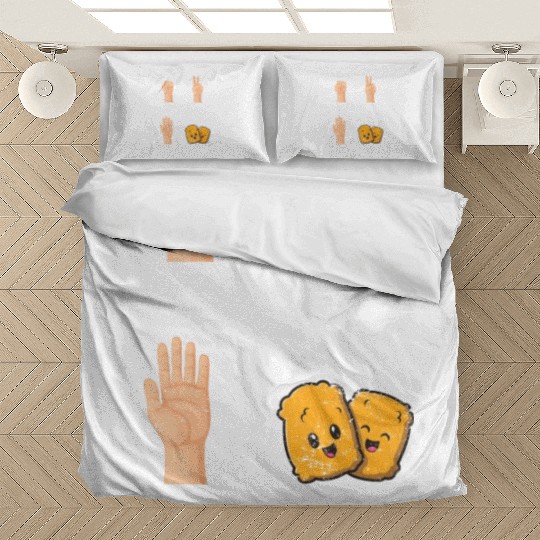 Rock Paper Scissors Nothing Beats Chicken Nuggets Bedding Sets