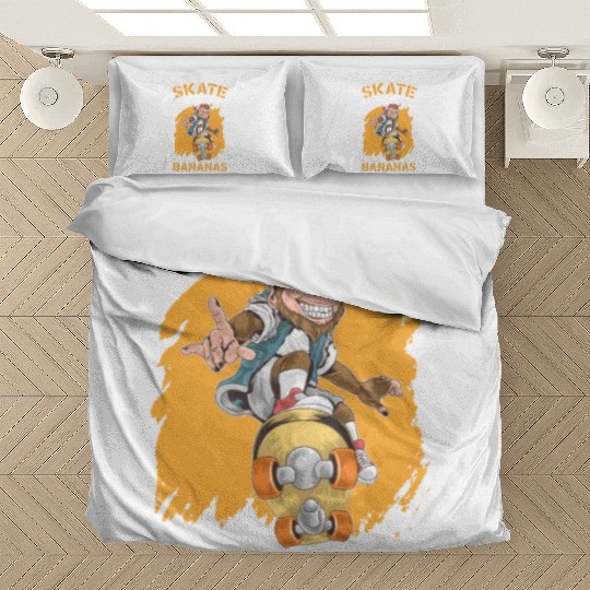 Skate Or Eat Bananas Chimpanzee Monkey Skater Bedding Sets