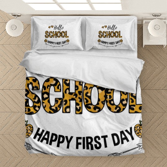 Hello School Leopard Happy First Day Bedding Sets