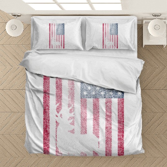 American Deer Hunter Patriotic Vintage design Flag Bedding Sets