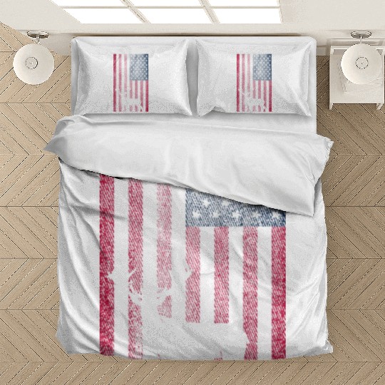 American Deer Hunter Patriotic Vintage design Flag Bedding Sets